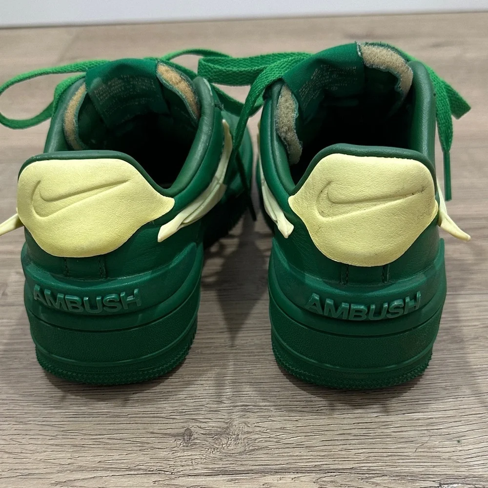 Nike x AMBUSH low Air Force 1 Boys 4 Pine green citron yellow trendy sneaker